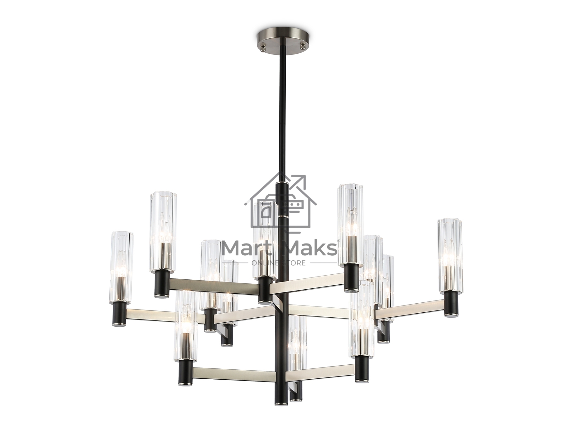 Люстра Ambrella light LH55505/12 SN/BK/CL сатин никель/черный/прозрачный E14*12 max 40W D860*905