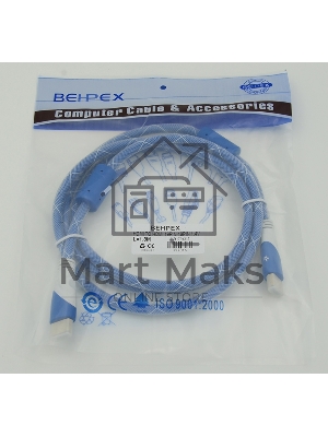 Кабель HDMI Ver.1.4 синий/белый jack HDMI19 (m)/HDMI19 (m) 1.8м феррит.кольца позолоченные контакты