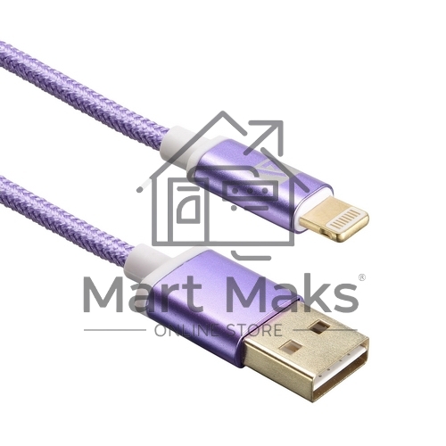Кабель USB ACD-Style Lightning ~ USB-A 2-сторонние коннекторы, нейлон, 1м, фиолетовый (ACD-U913-P6P)