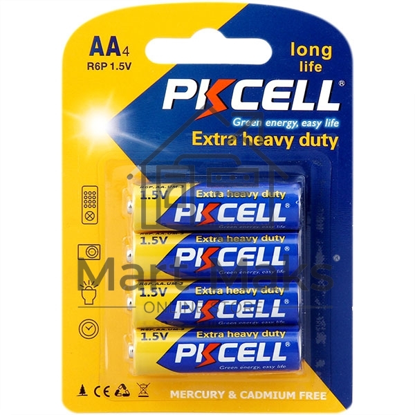 Солевой элемент питания PKCELL R6P-4B тип - AA 4 шт в блистере