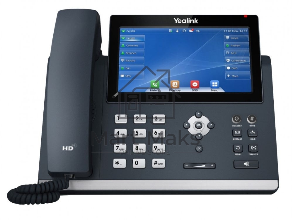 Телефон IP YEALINK SIP-T48U, цветной сенсорный экран, 16 аккаунтов, BLF, PoE, GigE, без БП, шт