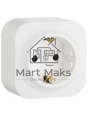 Розетка с заземлением с защитными шторками (Белая) Legrand 782220