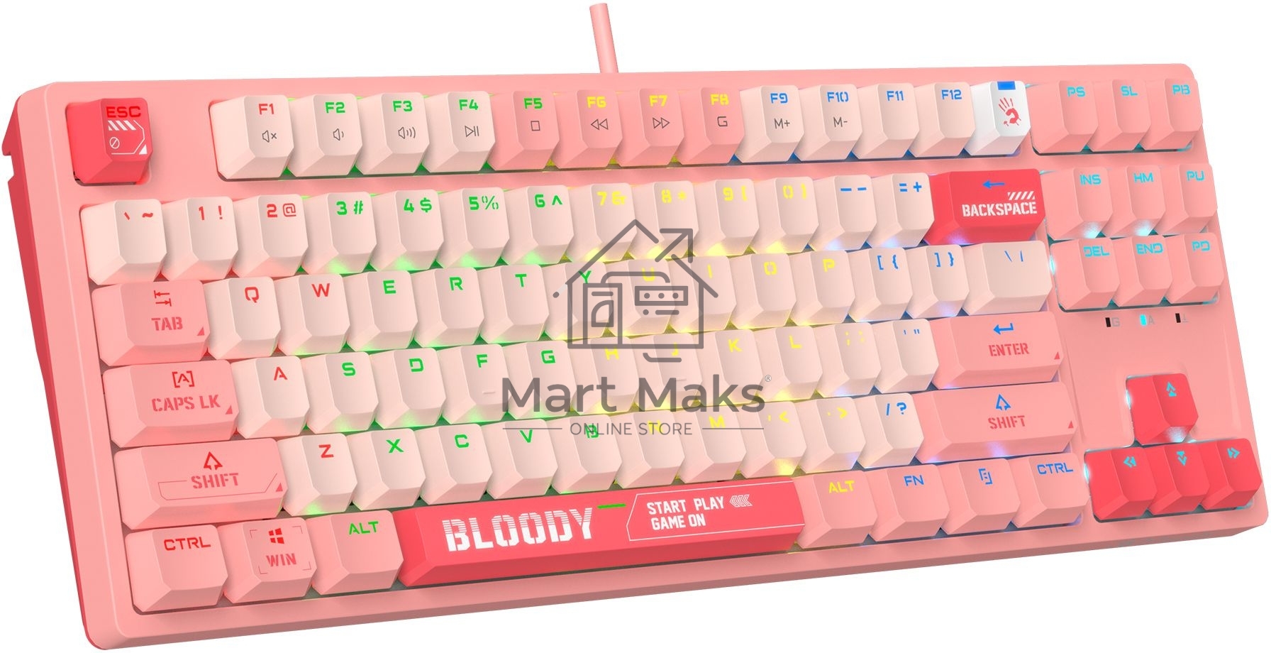 Клавиатура A4Tech Bloody S87 Energy (S87 USB ENERGY PINK) проводная USB розовый