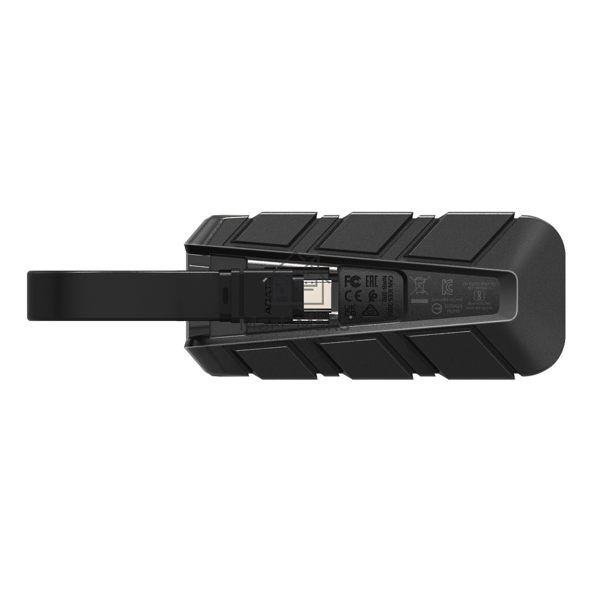 Внешний SSD ADATA SC740 чёрно-синий <SC740-500G-CBU> 500Gb (USB3.2 gen 2 type C, 1050/1000Mbs, 122x41x22mm, 40g, защита от падения, встроенный кабель)