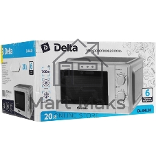 Микроволновая печь Delta DL-84L20 белый, 20 л, 700 Вт, переключатели - поворотный механизм