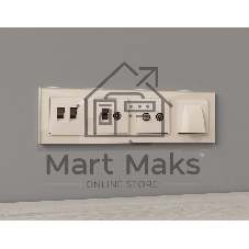 Комплект механизма розетки компьютерной + TV оконечной RJ-45 с автоматической защитной шторкой ALFA Бежевый матовый QUANT (AP3325, VM195) MA332510