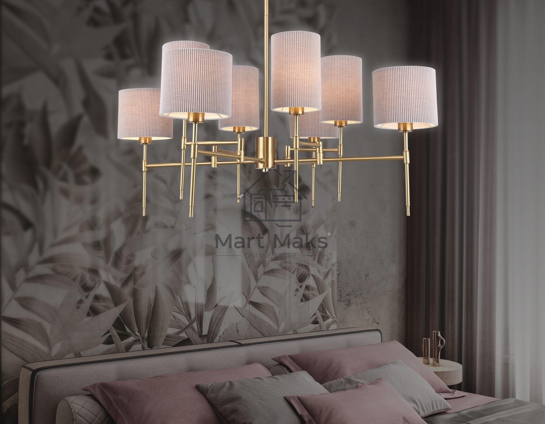 Люстра Ambrella light LH72383/8 BS/GR латунь/серый E14*8 max 40W D810*705