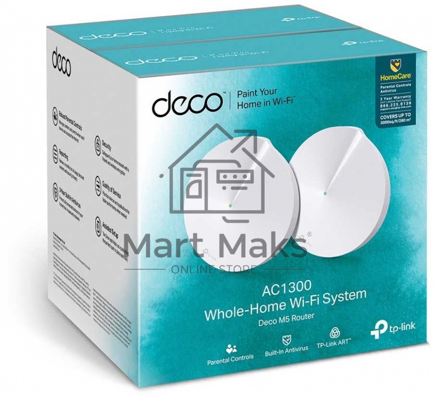Домашняя Mesh Wi-Fi система TP-Link DECO M5(2-PACK) AC1300