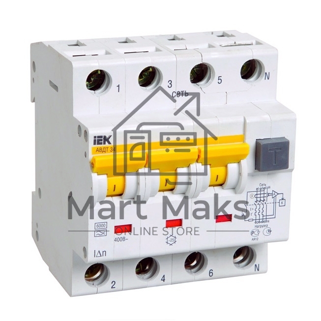 Выключатель автоматический дифференциального тока Iek MAD22-6-032-C-30 АВДТ 34 C32 30мА