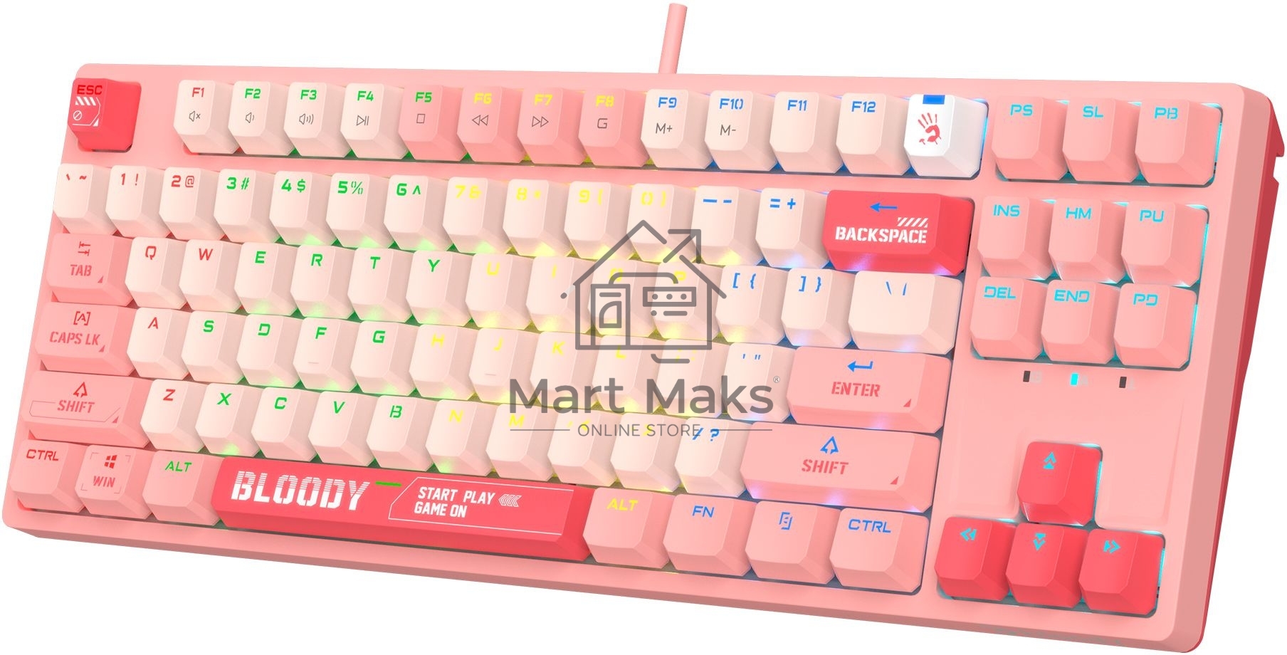 Клавиатура A4Tech Bloody S87 Energy (S87 USB ENERGY PINK) проводная USB розовый