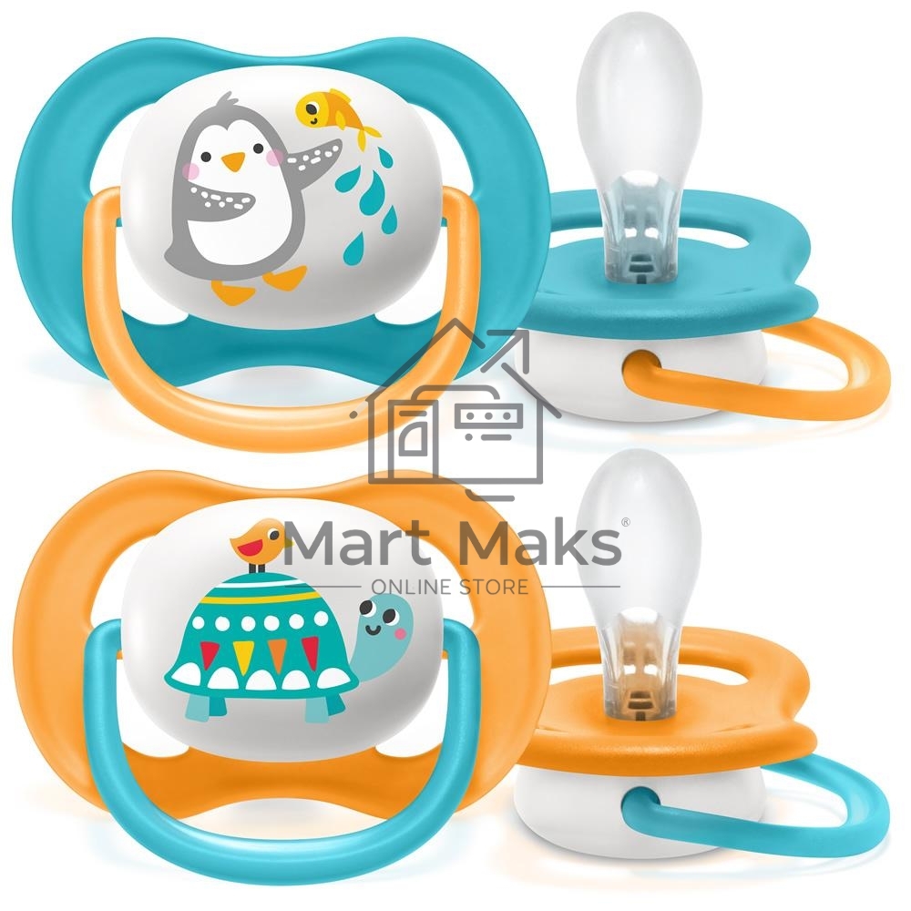 Соска-пустышка Philips Avent SCF080/07 Пингвин/Черепаха, 6-18 мес, 2 шт, для мальчиков