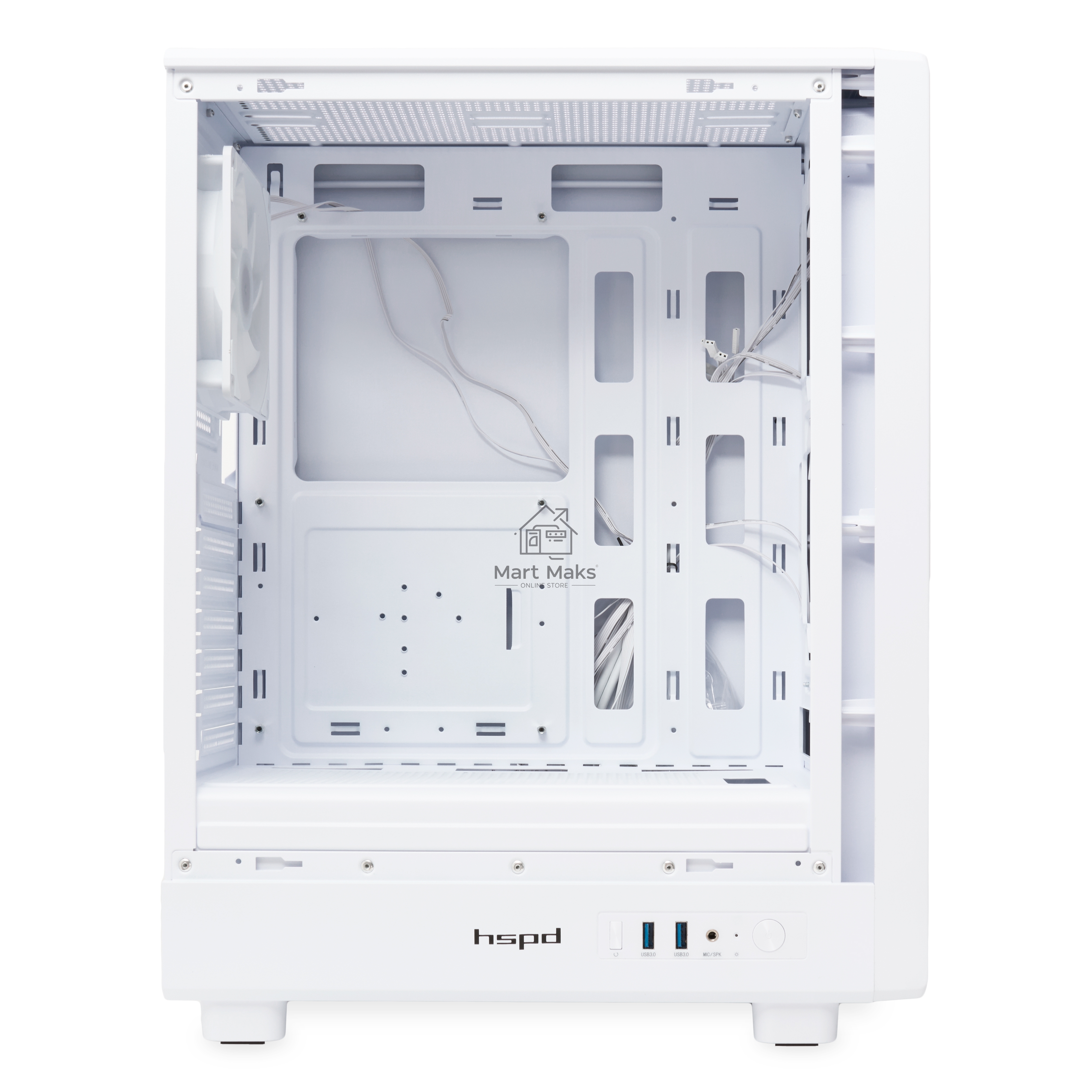Компьютерный корпус  HSPD M510, Mesh Mid Tower, белый, TG, 0.5 SPCC, 4x120mm ARGB ATX, mATX, mITX 180/280/160mm 1x2.5