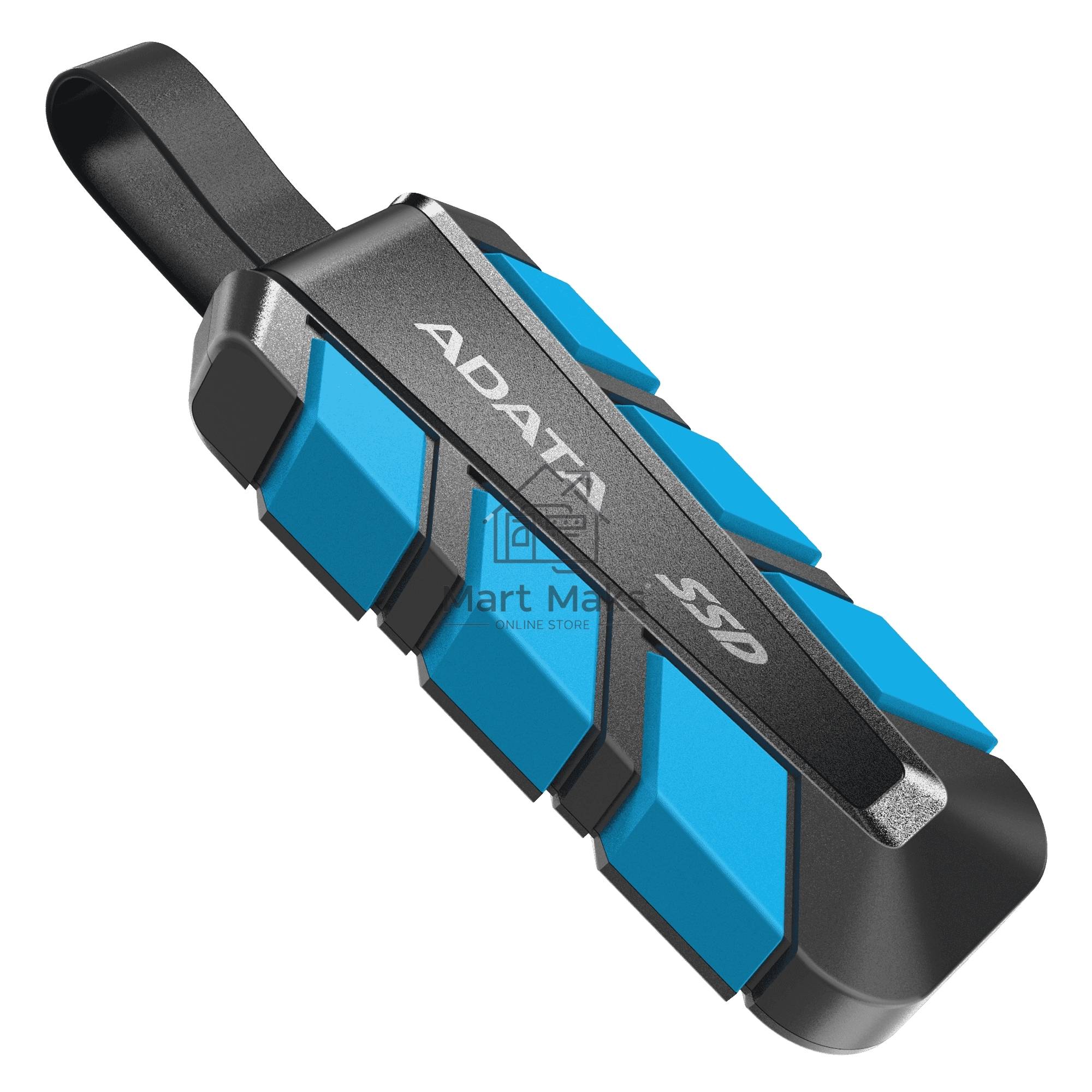 Внешний SSD ADATA SC740 чёрно-синий <SC740-500G-CBU> 500Gb (USB3.2 gen 2 type C, 1050/1000Mbs, 122x41x22mm, 40g, защита от падения, встроенный кабель)