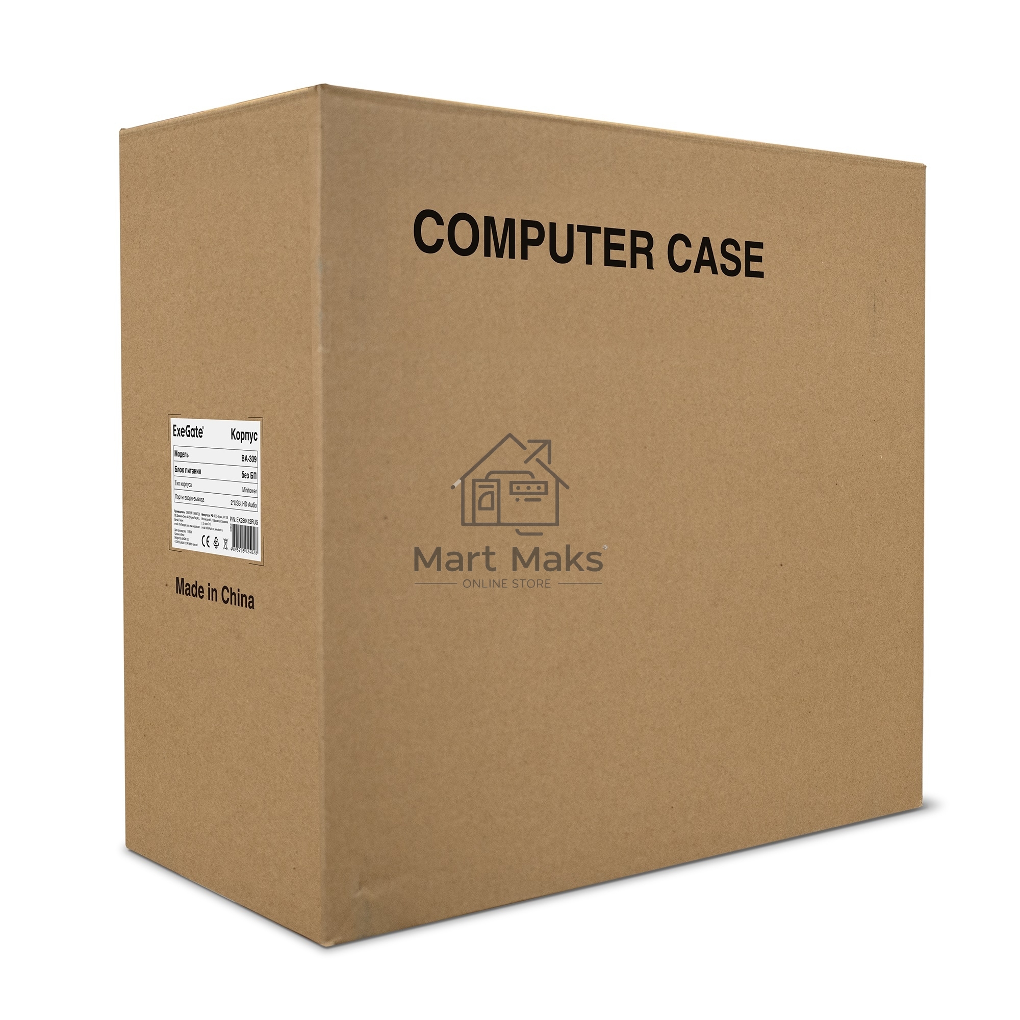 Компьютерный корпус Minitower ExeGate EX286425RUS BA-309-400W-8 (mATX, БП AA400 с вент. 8см, 2*USB, HD аудио, черный)