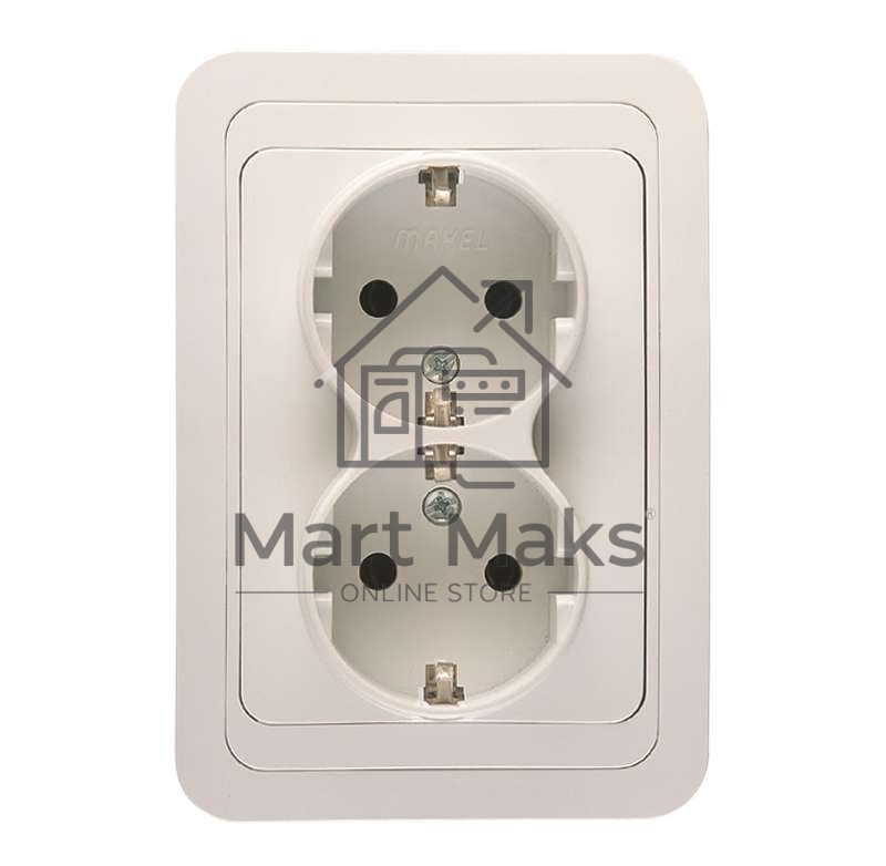 Розетка 2-м СП Mimoza 16А IP20 с заземл. бел./бел. Makel 12082