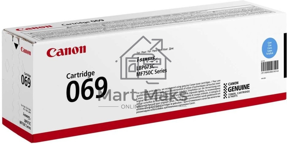 Картридж лазерный Canon 069C (5093C002) голубой (1900 стр.) для Canon MF752Cdw/754Cdw, LBP673Cdw