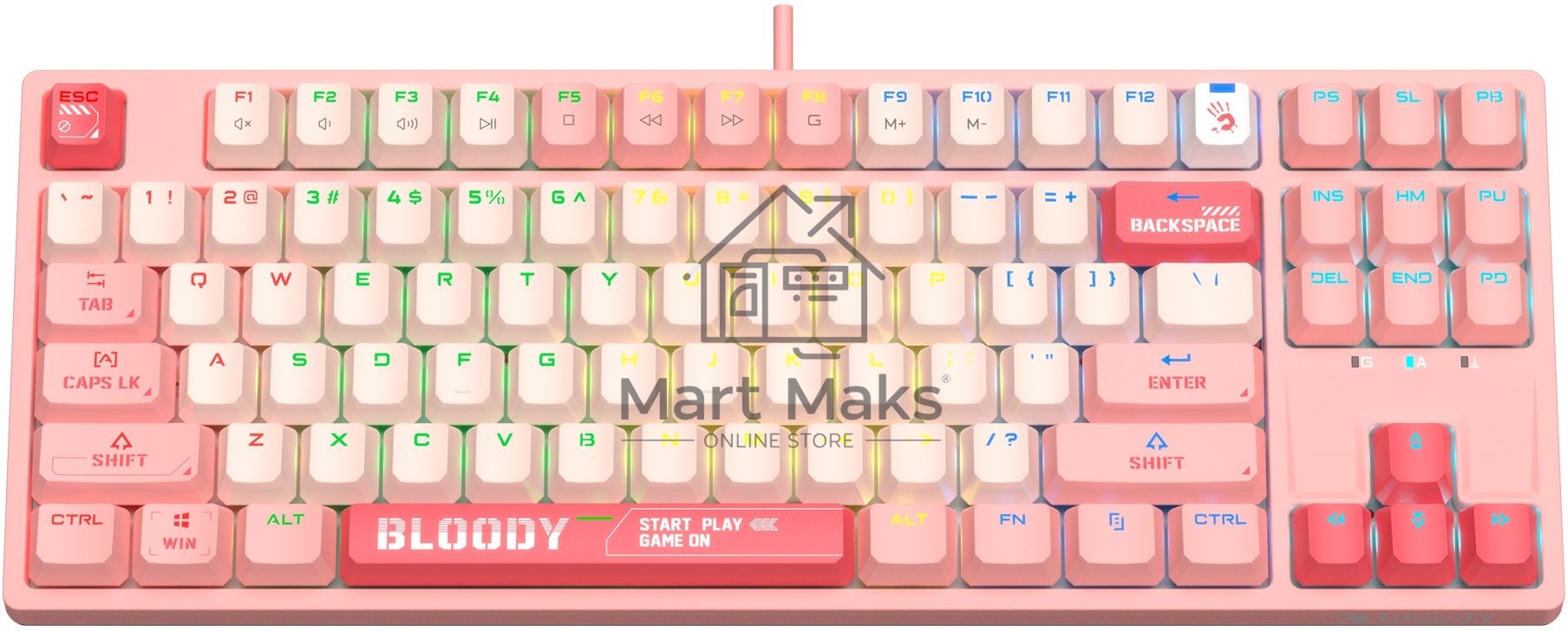Клавиатура A4Tech Bloody S87 Energy (S87 USB ENERGY PINK) проводная USB розовый
