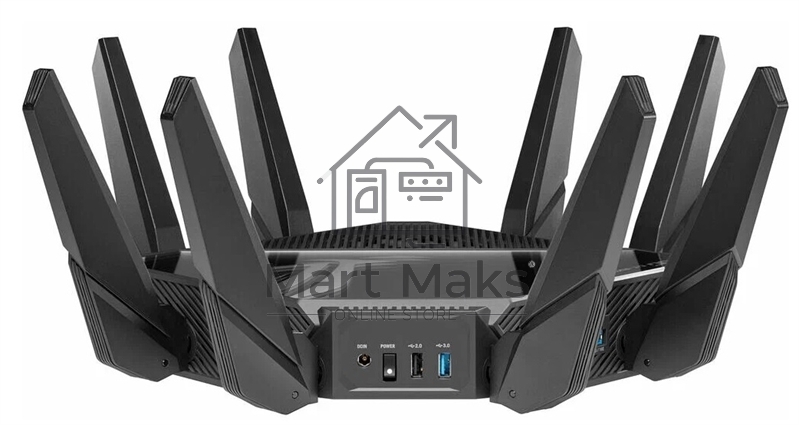 Роутер ASUS ROG GT-AXE16000 802.11 a/b/g/n/ac/ax до 1148 + 4804Мбит/c, 2,4 + 5 гГц, 8 антенн, USB, GBT LAN ; 90IG06W0-MU2A10