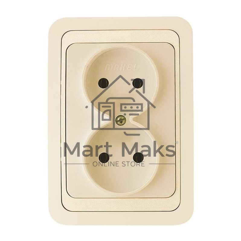 Розетка 2-м СП Mimoza 16А IP20 без заземл. крем/крем. Makel 25017