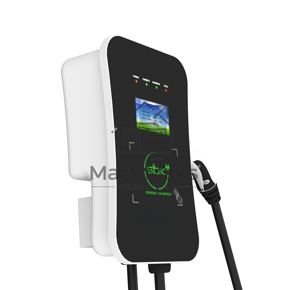 Зарядная станция S'OK Green Energy M3W Series Wallbox EV Charger SM3W31116542-7wf, 3-phase, 11kw (16a/ 380v), OCPP 1.6J, RFID, WiFi, LAN, уровень защиты IP54, кабель 7.5м