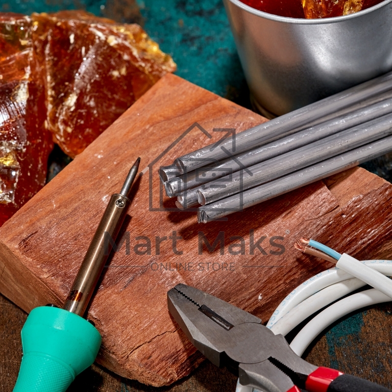 Припой пруток ПОС-61, Ø8мм, длина 400мм, ГОСТ 21931-76, олово 61%, свинец 39% (упак. 5 кг) Rexant