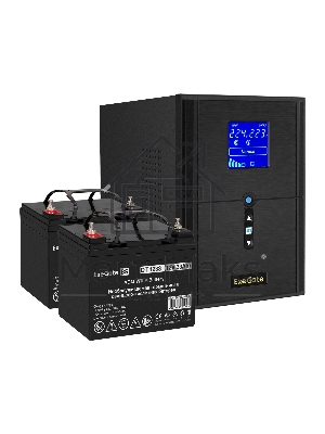 Комплект ИБП EX295989RUS + батарея 33Aч EX282974RUS 2шт (инвертор, синус, для котла) ExeGate SineTower SZ-2000.LCD.AVR.3SH.1C13.USB <2000VA/1600W, чистый синусоида, LCD дисплей, AVR, 3*Schuko+1*C13, USB, линейно-интерактивный, черный> + батарея ExeGate DT