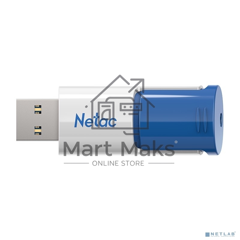 Флешка USB R/W R/W Netac U182 Blue 64Gb <NT03U182N-064G-30BL>, USB3.0, сдвижной корпус, пластиковая бело-синяя
