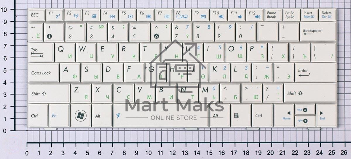 Клавиатура для ноутбука Asus Eee PC 1005HA 1008HA 1001HA 1001px белая