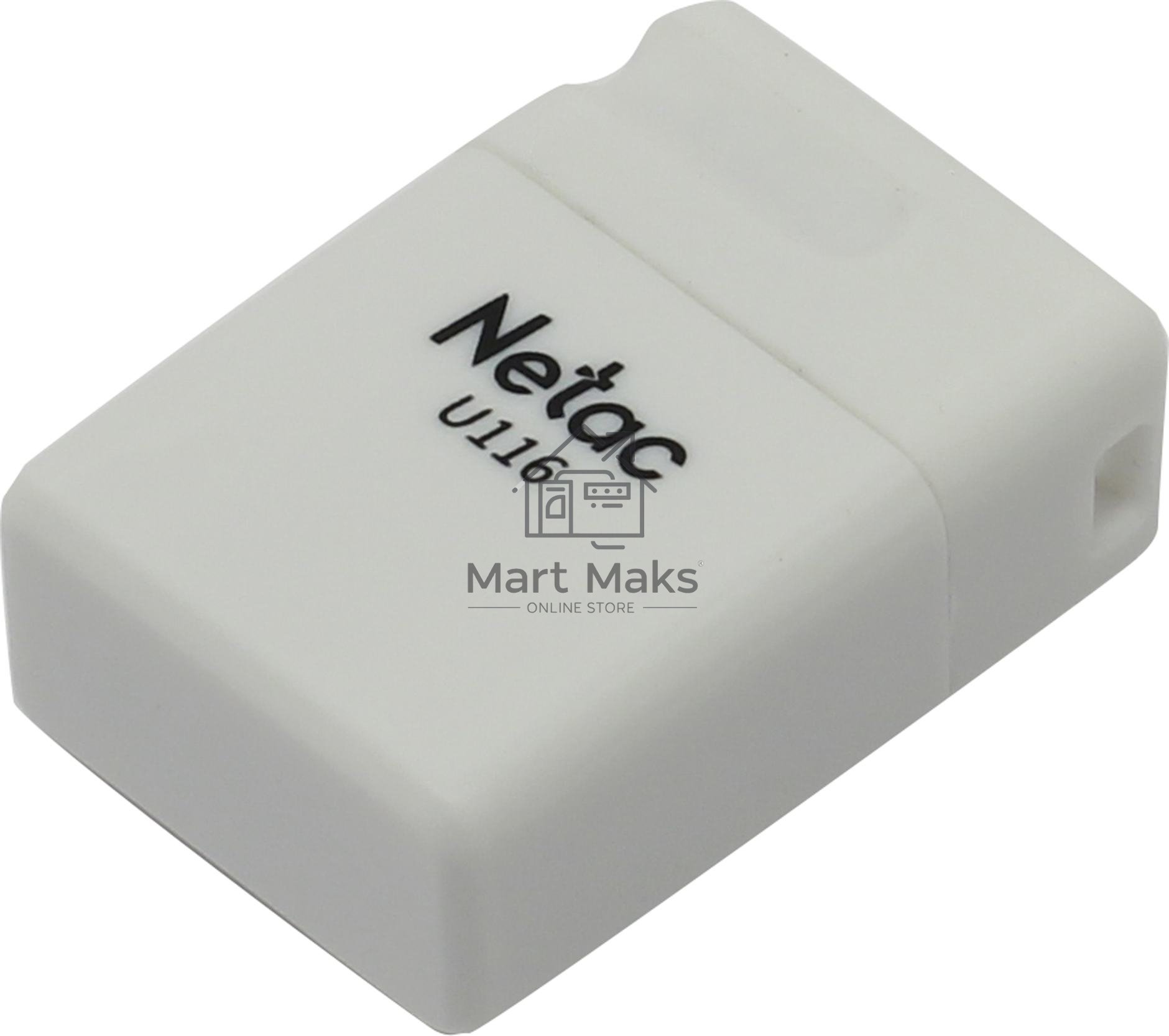 Флешка USB R/W Netac U116 8Gb <NT03U116N-008G-20WH>, USB2.0, миниатюрная пластиковая белая