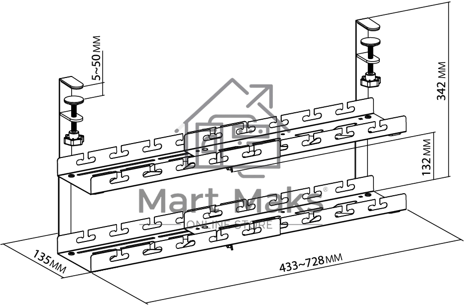 Кабель-канал Cactus CS-CM-700-2BK для столов 72.8x13.5x34.2см черный