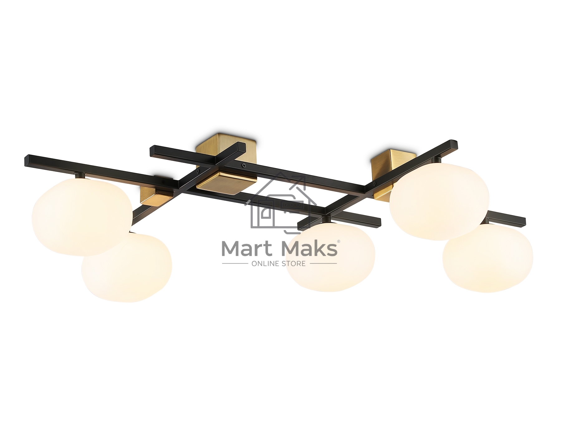 Светильник Ambrella light LH51015/5 BK/BS/FR черный/латунь/белый матовый G9*5 max 28W 800*560*170
