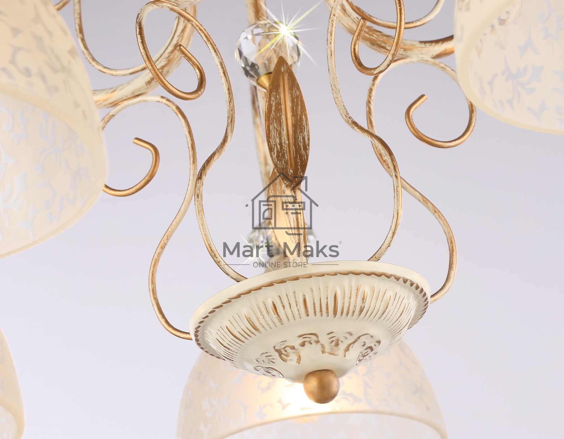 Светильник Ambrella light TR3057/5 BG/GD/FR бежевый/золото/белый матовый E27/5 max 40W D600*380