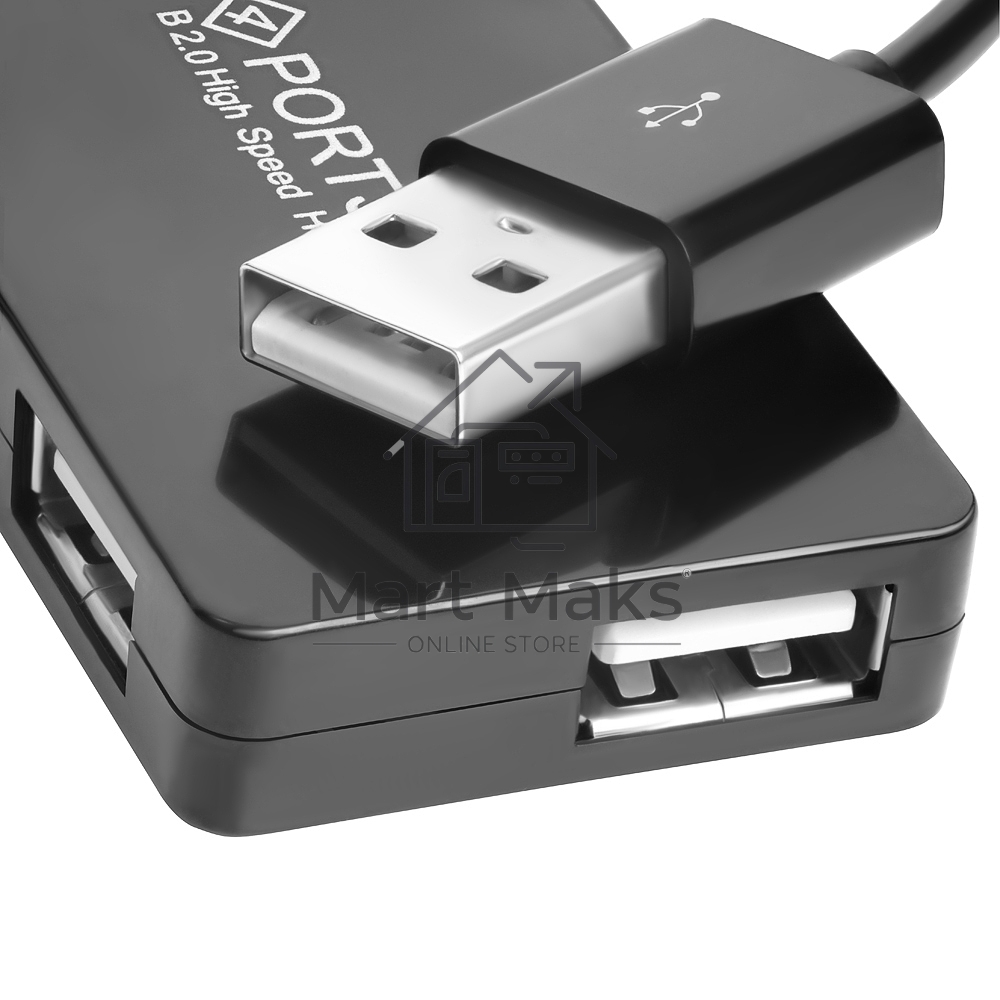 Хаб Greenconnect USB 2.0 GCR-UH244B на 4 порта 0,15m, black (GCR-UH244B)