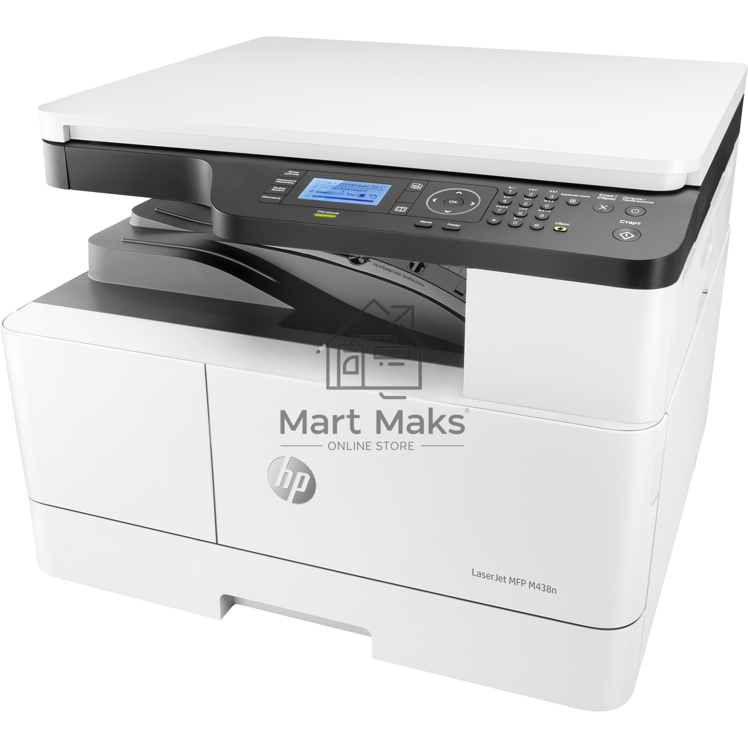МФУ лазерный HP LaserJet MFP M438n (8AF43A), A3, ч/б, печ. до 22 стр/мин. (А4) до 12 стр/мин. (А3), 1200 x 1200 dpi (печать), 600x600dpi (скан.), USB, RJ-45