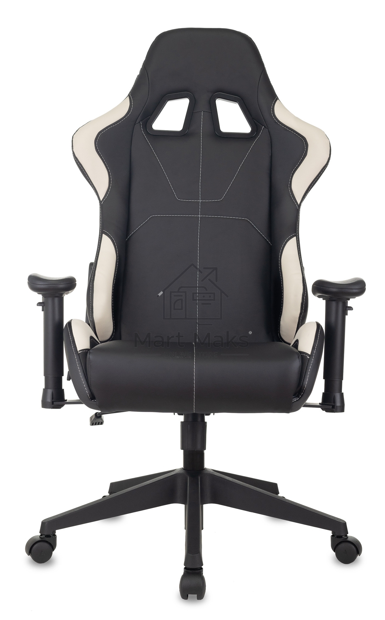 Кресло игровое Бюрократ VIKING 5 AERO WHITE черный/белый искусственная кожа