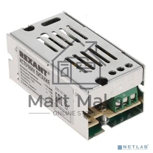 Источник питания 220 V AC/12 V DC 1 A 12 W с разъемами под винт, без влагозащиты (IP23)
