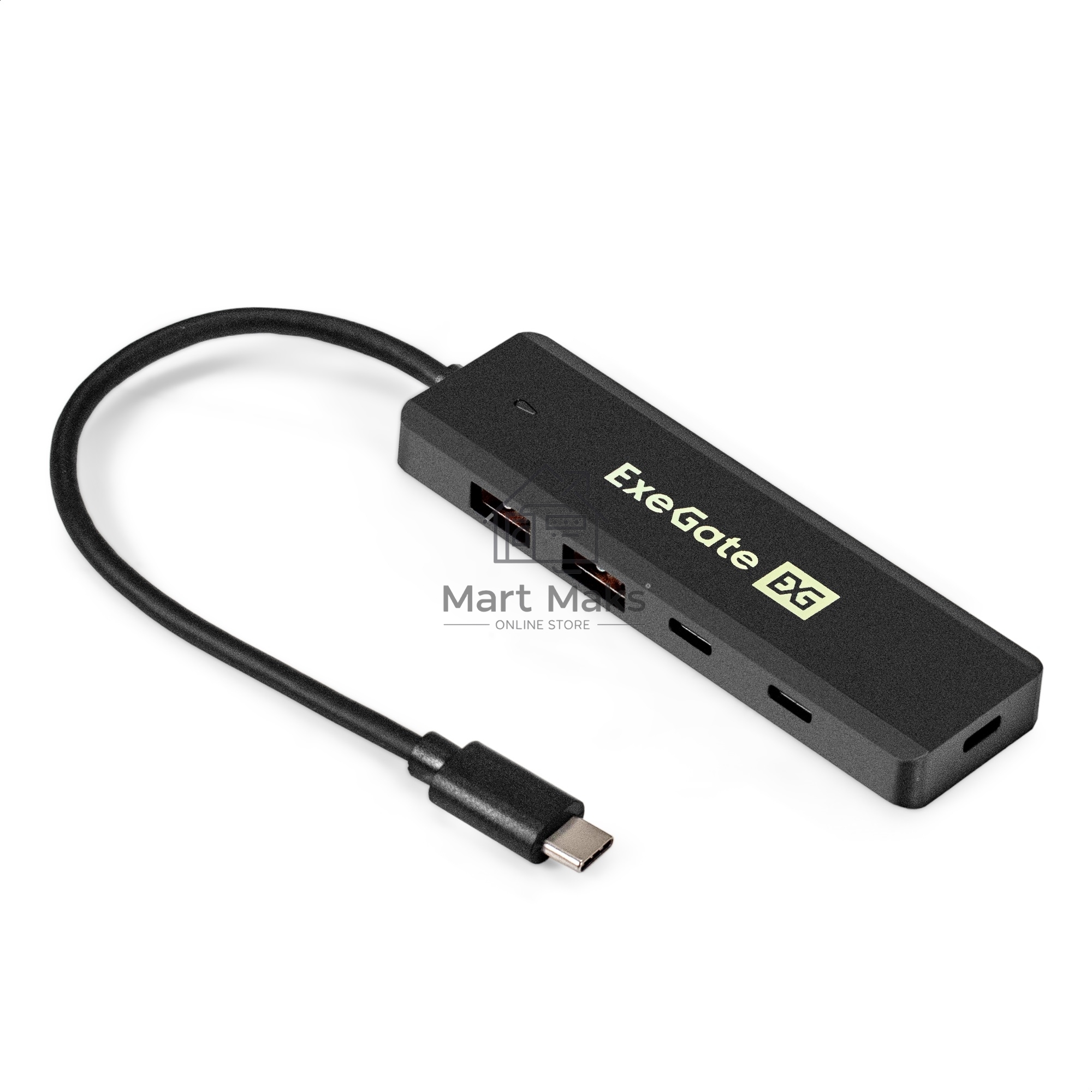 USB-Хаб (концентратор) 4-в-1 ExeGate DUB-2C2P/10G (кабель-адаптер USB 3.2 Gen2 Type C --> 2xUSB3.2 Gen2 Type-A (10G)/2xUSB3.2 Gen2 Type-C (10G), SuperSpeed+ USB 10Gbps, Plug&Play, черный)