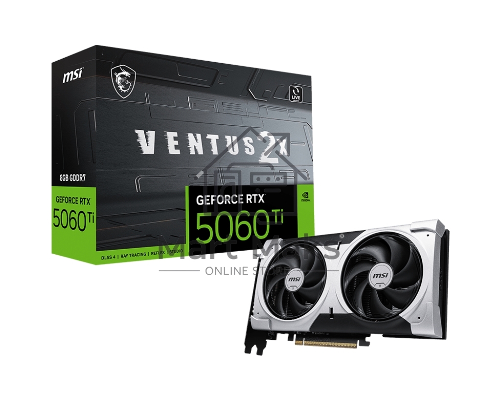 Видеокарта MSI PCI-E 5.0 RTX 5060 Ti 8G VENTUS 2X PLUS NVIDIA GeForce RTX 5060TI 8Gb 128bit GDDR7 2617/28000 HDMIx1 DPx3 HDCP Ret