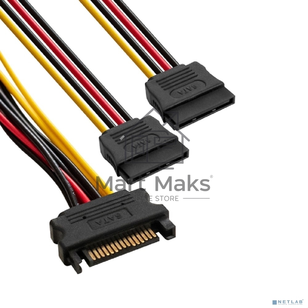 Кабель питания SATA ExeGate EX-CC-SATAM2F-0.15 (15pin M/2x15pinF, 0,15м)