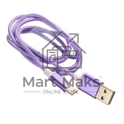 Кабель USB ACD-Style Lightning ~ USB-A 2-сторонние коннекторы, нейлон, 1м, фиолетовый (ACD-U913-P6P)