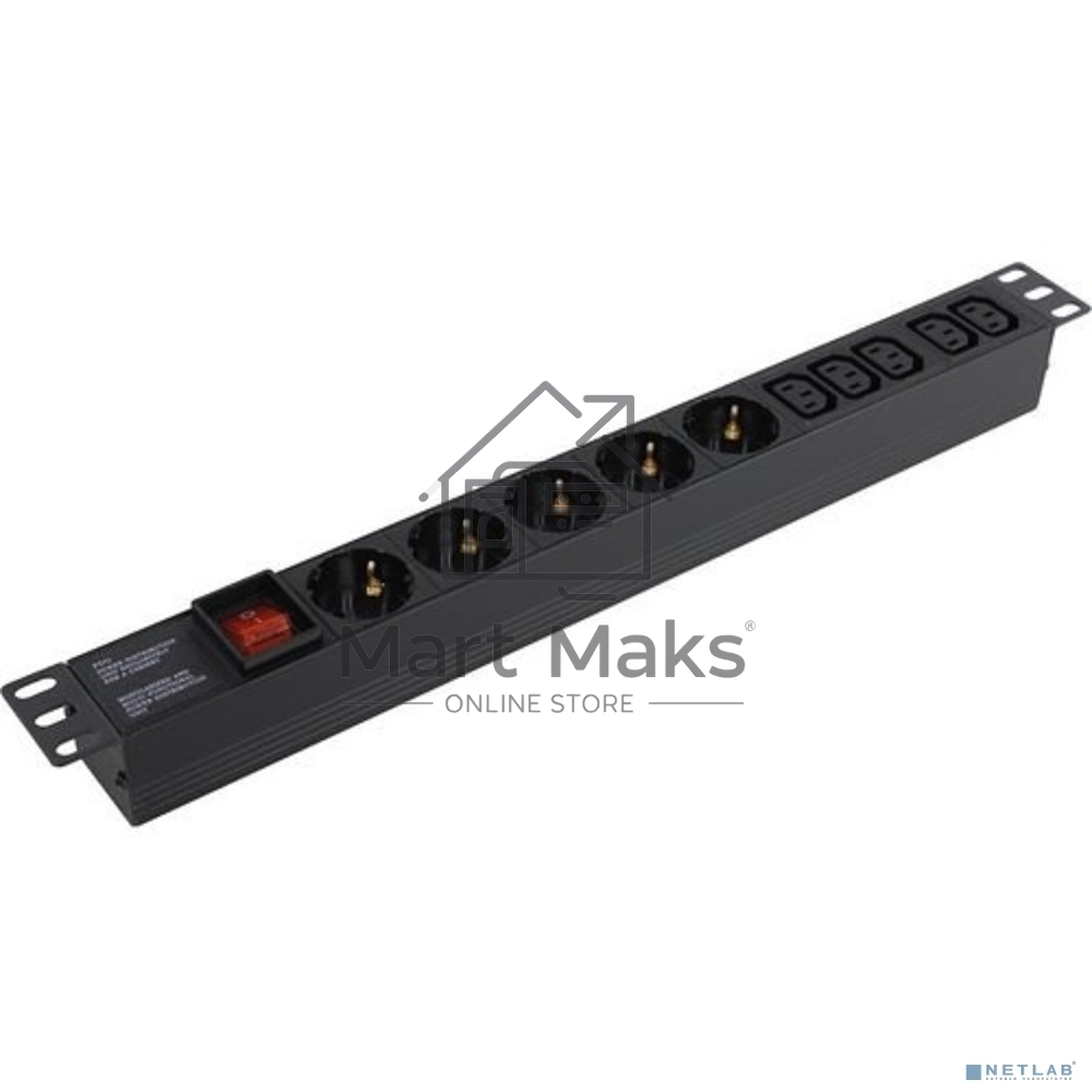 Блок розеток горизонтальный ExeGate ServerPro PDU-19H008 Al-5C135S-C14-SW, 19