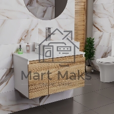 Комплект для ванной, 3 предмета (Тумба подвесная Bau Blackwood 80 + Раковина BAU Hotel 51х37, Смеситель высокий Hotel Still, нерж. сталь)