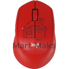 Мышь беспроводная Logitech M280 красный, 1000 dpi, радиоканал, USB, кнопки - 3
