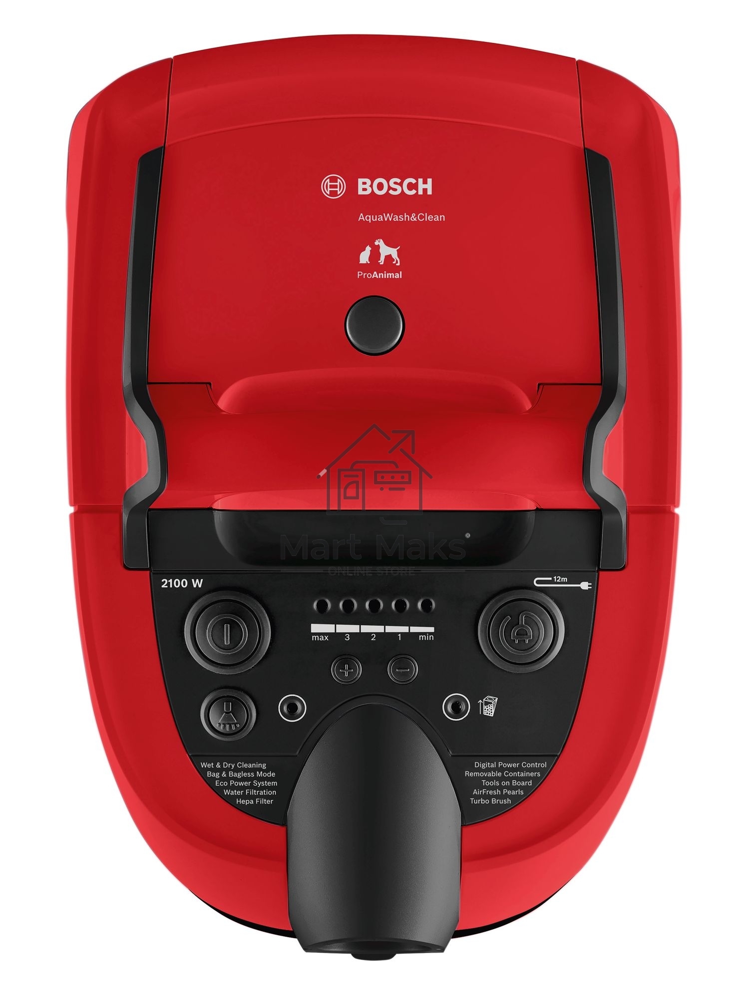 Пылесос Bosch BWD421PET красный, 2100 Вт, уборка влажная/сухая, пылесборник контейнер 5 л