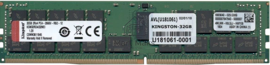 Оперативная память Kingston, DDR4, 32GB (1x32GB), 3200MHz, CL22, ECC, RDIMM
