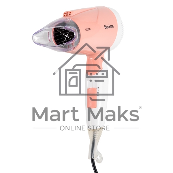 Фен Blackton Bt HD1001C White-Pink Мощность 1000 Вт, Напряжение 220 В, 50 Гц, Регулировка воздушного потока 2, Регулировка температуры 3, Складная ручка, Петля для подвешивания, Концентратор.