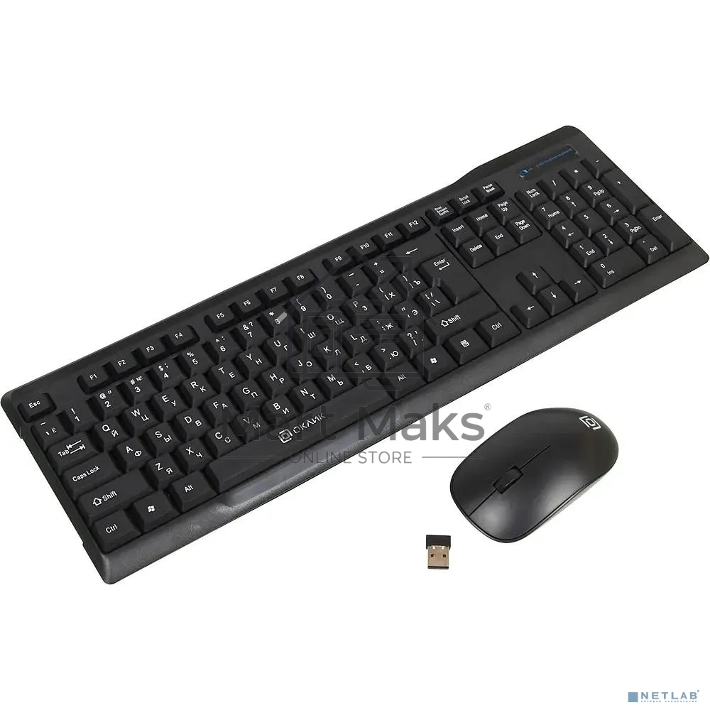 Беспроводной комплект клавиатура + мышь Oklick 230M Black 2.4ГГц Nano Receiver USB