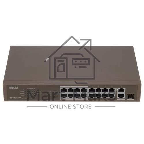Коммутатор неуправляемый IP-COM F1118P-16-150W PoE, 18 портов, 18х100 Мбит/с, 2x1 Гбит/с, PoE 16х30 Вт (до 130Вт)