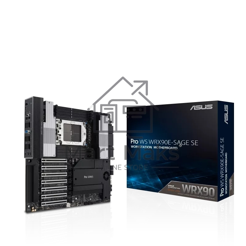 Материнская плата ASUS Pro WS WRX90E-SAGE SE, sTR5, AMD WRX90, 8xDDR5, 4xSATA, 4xM.2, 6xPCI-E 5.0 x16, 1xPCI-E 5.0 x8, 1xVGA, 2xMiniDP, 3x 10Gb LAN, 6xUSB-A 3.2 Gen 2, 1xUSB-A 2.0, 2xUSB-C USB4, 2x3.5 мм, 5.1, SSI EEB