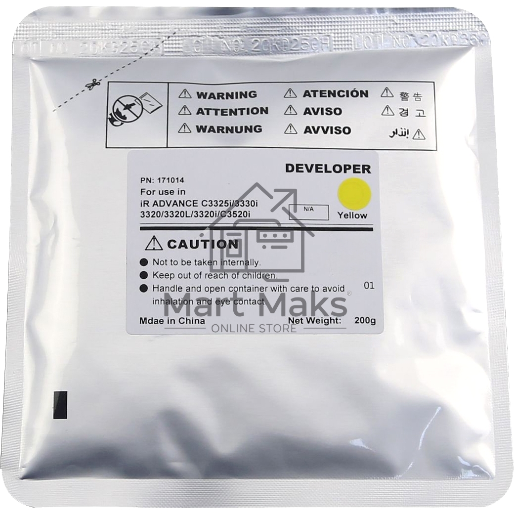Девелопер для CANON iR ADVANCE C3320/3325i/3330/3525i/3530i CET Yellow, 200г, 240000 стр., CET171014